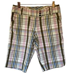 Lija Pink/Blue/Brown Plaid Golf/Bermuda Shorts (Size 8)